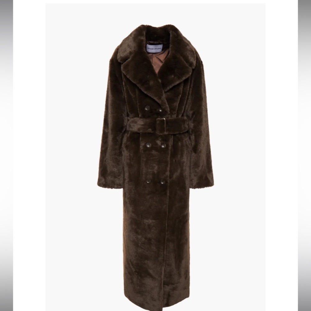 STAND STUDIO
Faustine belted double-breasted faux fur coat - Picture 3 of 4